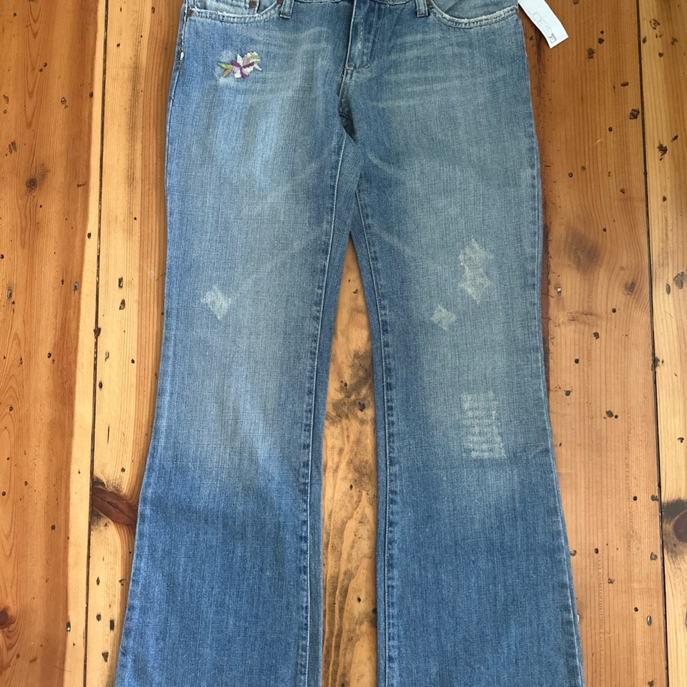 Joes Jeans Women’s 29 Blue Denim Flared Leg Embroidered Distressed The Socialite